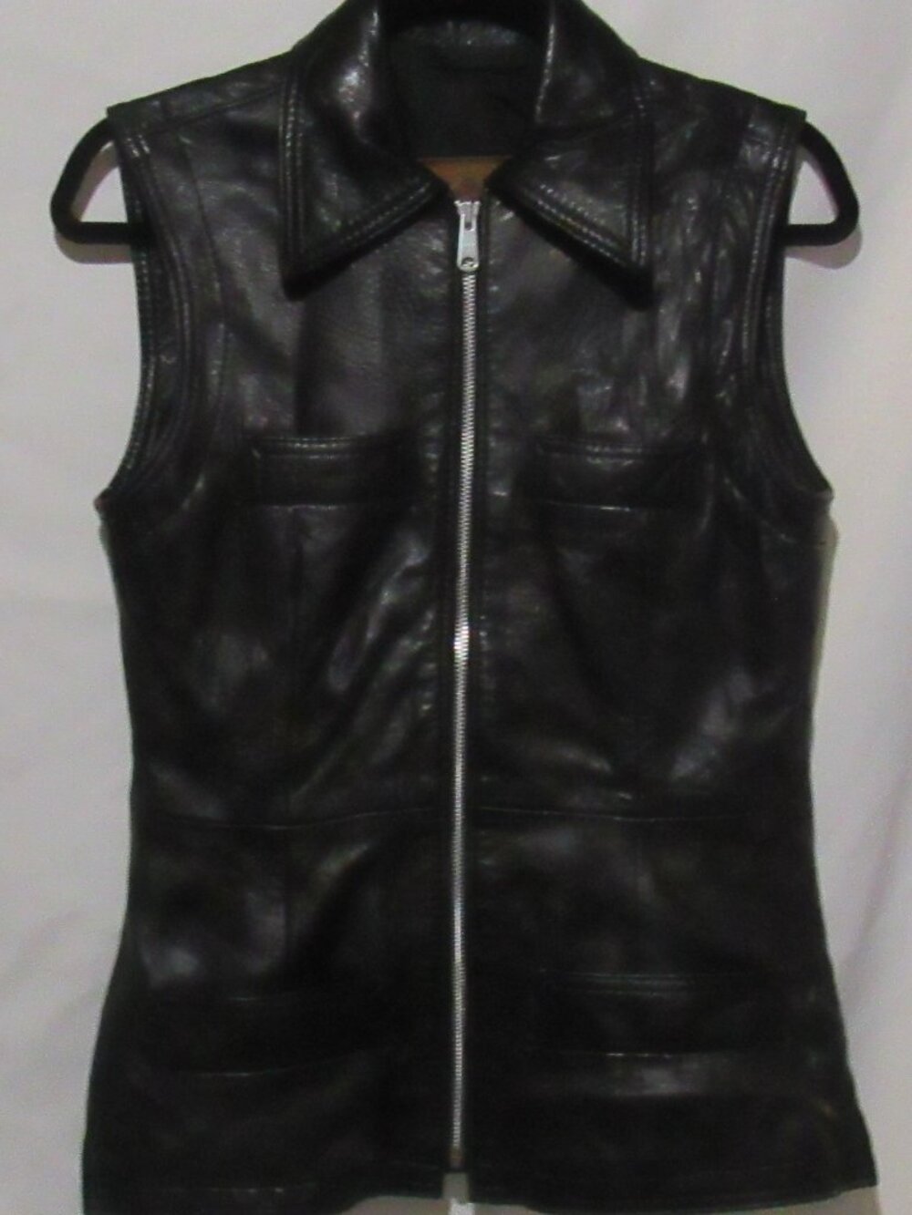 Aldo Women's Faux Leather Vest, Size Small, Black, Front Pockets     ZA212